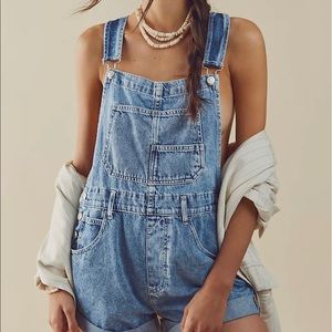 Free People Powder Blue Ziggy Shortalls